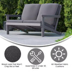 Emma and Oliver All-Weather Polyresin Adirondack Loveseat with Deep Seat and Comfortable Back & Seat Cushions