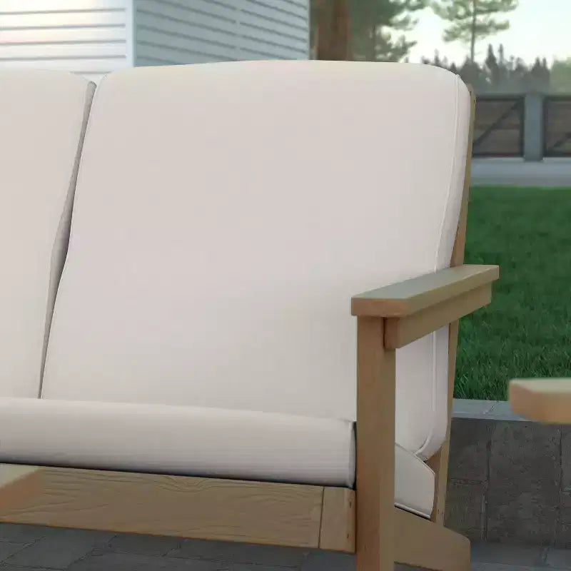 Emma and Oliver All-Weather Polyresin Adirondack Loveseat with Deep Seat and Comfortable Back & Seat Cushions