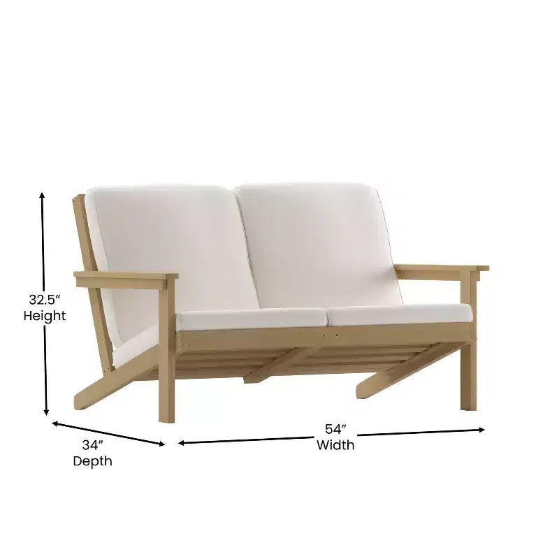 Emma and Oliver All-Weather Polyresin Adirondack Loveseat with Deep Seat and Comfortable Back & Seat Cushions