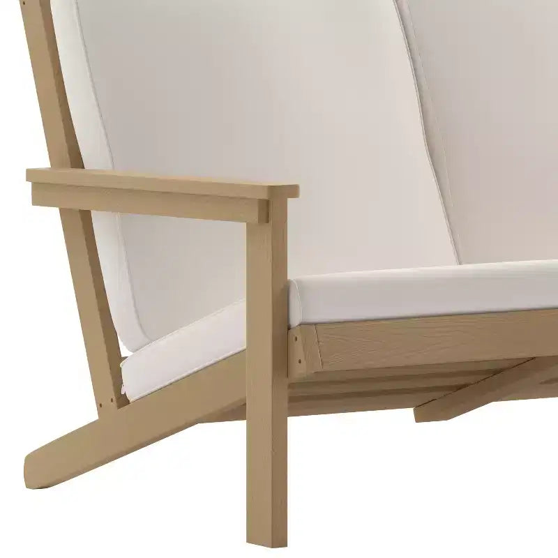 Emma and Oliver All-Weather Polyresin Adirondack Loveseat with Deep Seat and Comfortable Back & Seat Cushions