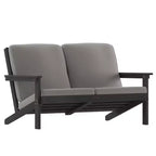 Emma and Oliver All-Weather Polyresin Adirondack Loveseat with Deep Seat and Comfortable Back & Seat Cushions
