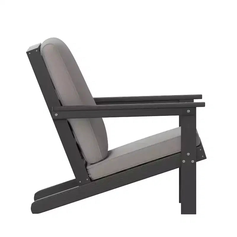 Emma and Oliver All-Weather Polyresin Adirondack Club Chair with Deep Seat and Comfortable Back & Seat Cushions