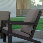 Emma and Oliver All-Weather Polyresin Adirondack Club Chair with Deep Seat and Comfortable Back & Seat Cushions