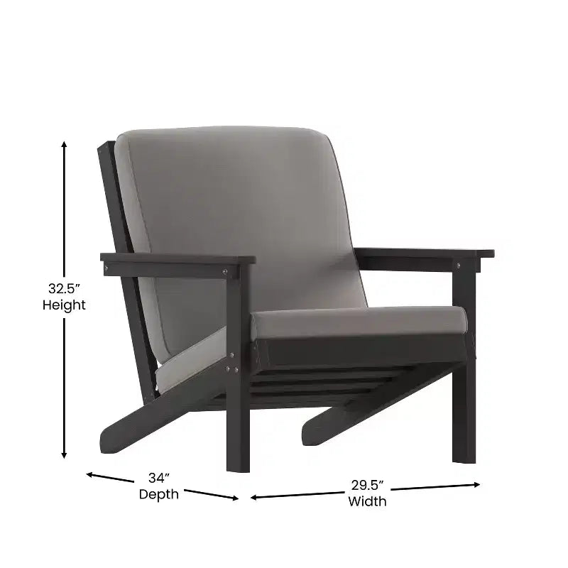 Emma and Oliver All-Weather Polyresin Adirondack Club Chair with Deep Seat and Comfortable Back & Seat Cushions