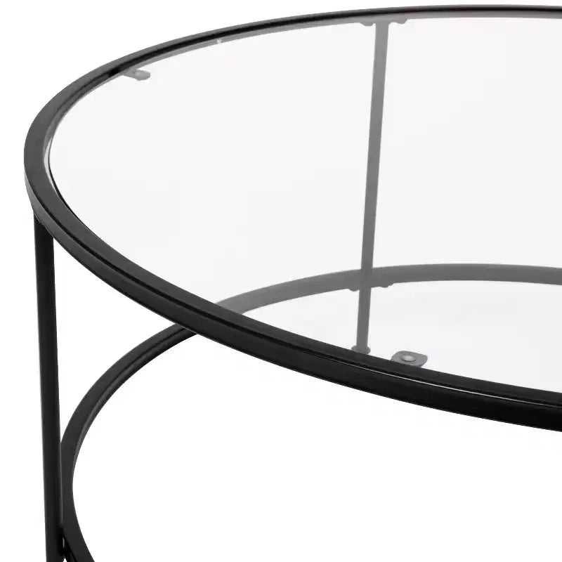Tavolino da salotto Emma e Oliver Glass con struttura rotonda in metallo