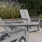 Merrick Lane Wellington 3 Piece Patio Furniture Set Includes All-Weather UV Treated Adirondack Rocking Chairs and Side Table