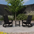 Merrick Lane Wellington 3 Piece Patio Furniture Set Includes All-Weather UV Treated Adirondack Rocking Chairs and Side Table
