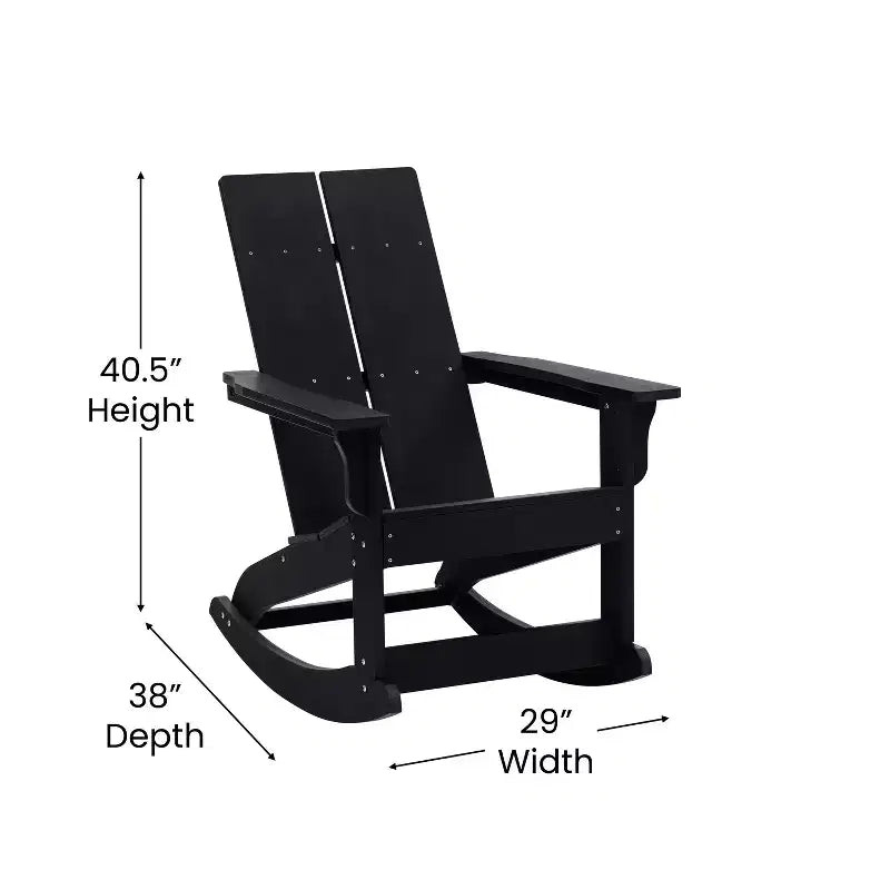 Merrick Lane Wellington 3 Piece Patio Furniture Set Includes All-Weather UV Treated Adirondack Rocking Chairs and Side Table