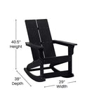 Merrick Lane Wellington 3 Piece Patio Furniture Set Includes All-Weather UV Treated Adirondack Rocking Chairs and Side Table