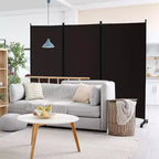 Costway Divisorio Pieghevole a 3 Pannelli da 1,8 m, Schermo Privacy con Ruote Bloccabili Nero/Marrone/Grigio/Bianco