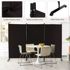 Costway Divisorio Pieghevole a 3 Pannelli da 1,8 m, Schermo Privacy con Ruote Bloccabili Nero/Marrone/Grigio/Bianco