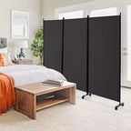 Costway Divisorio Pieghevole a 3 Pannelli da 1,8 m, Schermo Privacy con Ruote Bloccabili Nero/Marrone/Grigio/Bianco
