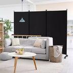 Costway Divisorio Pieghevole a 3 Pannelli da 1,8 m, Schermo Privacy con Ruote Bloccabili Nero/Marrone/Grigio/Bianco