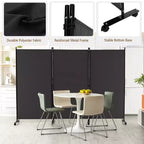 Costway Divisorio Pieghevole a 3 Pannelli da 1,8 m, Schermo Privacy con Ruote Bloccabili Nero/Marrone/Grigio/Bianco