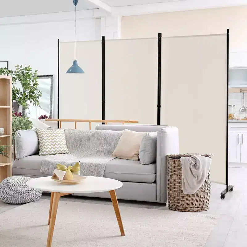Costway Divisorio Pieghevole a 3 Pannelli da 1,8 m, Schermo Privacy con Ruote Bloccabili Nero/Marrone/Grigio/Bianco