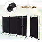 Costway Divisorio Pieghevole a 3 Pannelli da 1,8 m, Schermo Privacy con Ruote Bloccabili Nero/Marrone/Grigio/Bianco