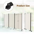 Costway Divisorio Pieghevole a 3 Pannelli da 1,8 m, Schermo Privacy con Ruote Bloccabili Nero/Marrone/Grigio/Bianco