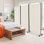 Costway Divisorio Pieghevole a 3 Pannelli da 1,8 m, Schermo Privacy con Ruote Bloccabili Nero/Marrone/Grigio/Bianco