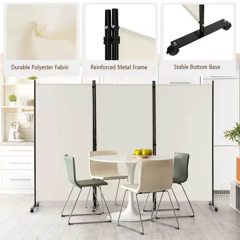 Costway Divisorio Pieghevole a 3 Pannelli da 1,8 m, Schermo Privacy con Ruote Bloccabili Nero/Marrone/Grigio/Bianco