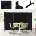Costway Divisorio Pieghevole a 3 Pannelli da 1,8 m, Schermo Privacy con Ruote Bloccabili Nero/Marrone/Grigio/Bianco