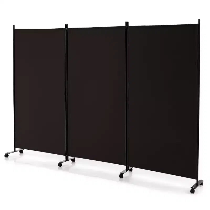 Costway Divisorio Pieghevole a 3 Pannelli da 1,8 m, Schermo Privacy con Ruote Bloccabili Nero/Marrone/Grigio/Bianco