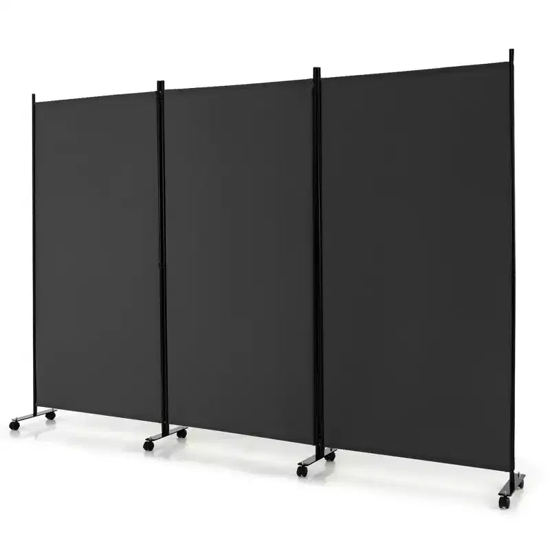Costway Divisorio Pieghevole a 3 Pannelli da 1,8 m, Schermo Privacy con Ruote Bloccabili Nero/Marrone/Grigio/Bianco