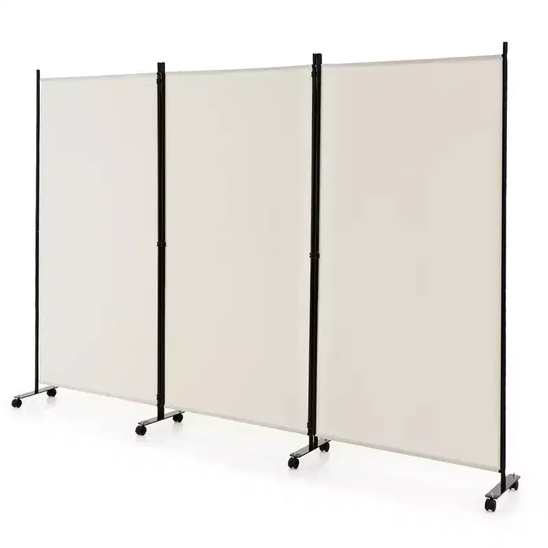 Costway Divisorio Pieghevole a 3 Pannelli da 1,8 m, Schermo Privacy con Ruote Bloccabili Nero/Marrone/Grigio/Bianco