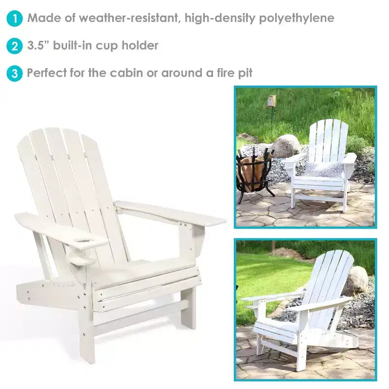 Sunnydaze Outdoor Lake Style Adirondack Chair with Cup Holder