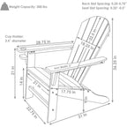 Sunnydaze Outdoor Lake Style Adirondack Chair with Cup Holder