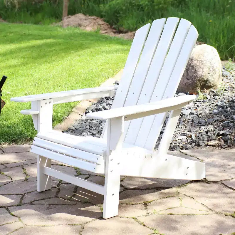 Sunnydaze Outdoor Lake Style Adirondack Chair with Cup Holder
