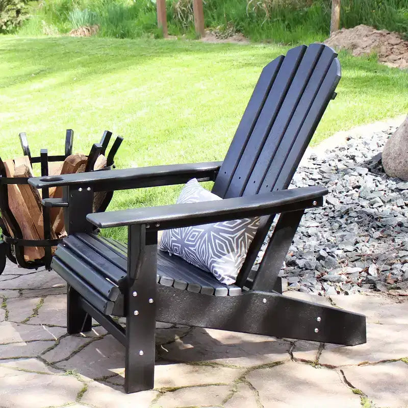 Sunnydaze Outdoor Lake Style Adirondack Chair with Cup Holder