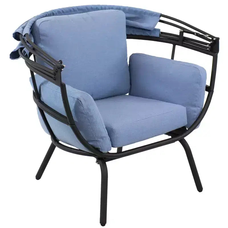 Sunnydaze Moderna Sedia a Sdraio da Giardino di Lusso con Parasole Retrattile - Telaio in Alluminio Verniciato a Polvere con Cuscini e Tettoia in Poliestere