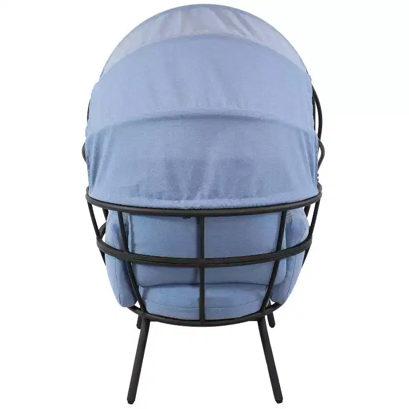 Sunnydaze Moderna Sedia a Sdraio da Giardino di Lusso con Parasole Retrattile - Telaio in Alluminio Verniciato a Polvere con Cuscini e Tettoia in Poliestere