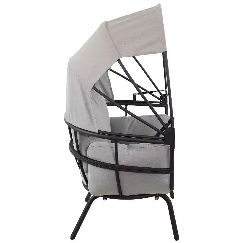 Sunnydaze Moderna Sedia a Sdraio da Giardino di Lusso con Parasole Retrattile - Telaio in Alluminio Verniciato a Polvere con Cuscini e Tettoia in Poliestere