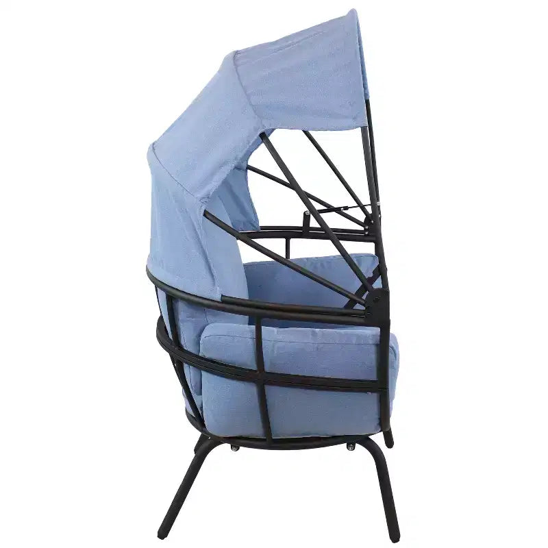 Sunnydaze Moderna Sedia a Sdraio da Giardino di Lusso con Parasole Retrattile - Telaio in Alluminio Verniciato a Polvere con Cuscini e Tettoia in Poliestere