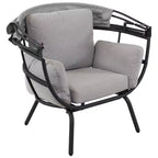 Sunnydaze Moderna Sedia a Sdraio da Giardino di Lusso con Parasole Retrattile - Telaio in Alluminio Verniciato a Polvere con Cuscini e Tettoia in Poliestere