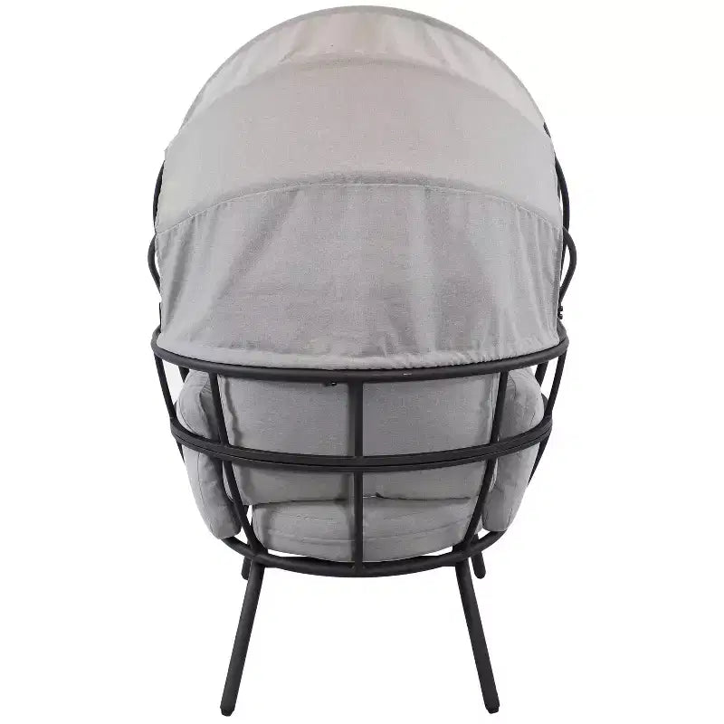 Sunnydaze Moderna Sedia a Sdraio da Giardino di Lusso con Parasole Retrattile - Telaio in Alluminio Verniciato a Polvere con Cuscini e Tettoia in Poliestere