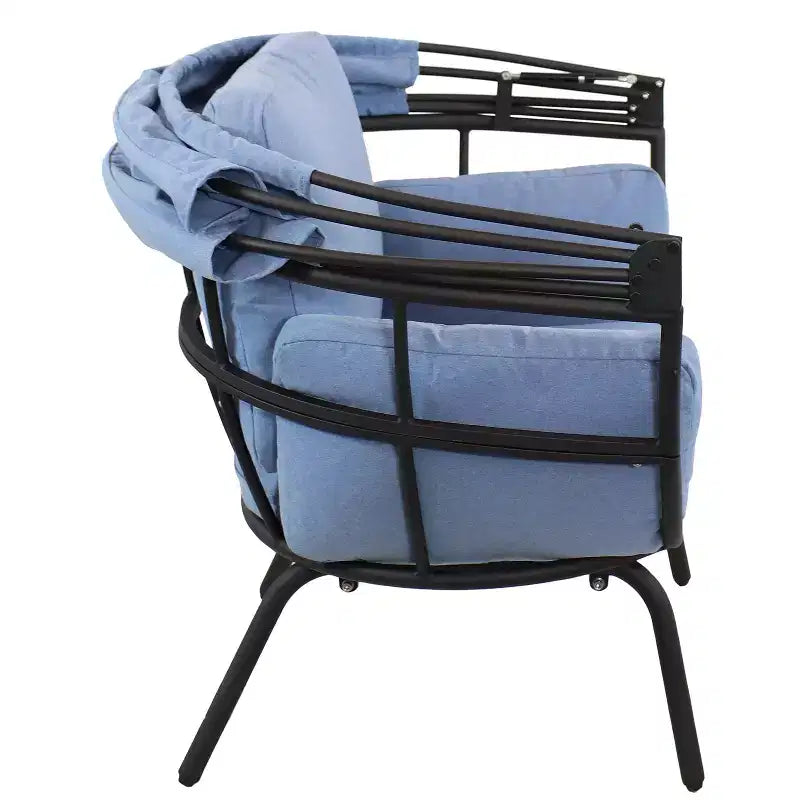 Sunnydaze Moderna Sedia a Sdraio da Giardino di Lusso con Parasole Retrattile - Telaio in Alluminio Verniciato a Polvere con Cuscini e Tettoia in Poliestere