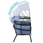 Sunnydaze Moderna Sedia a Sdraio da Giardino di Lusso con Parasole Retrattile - Telaio in Alluminio Verniciato a Polvere con Cuscini e Tettoia in Poliestere