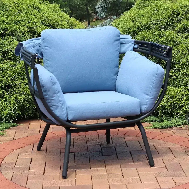 Sunnydaze Moderna Sedia a Sdraio da Giardino di Lusso con Parasole Retrattile - Telaio in Alluminio Verniciato a Polvere con Cuscini e Tettoia in Poliestere
