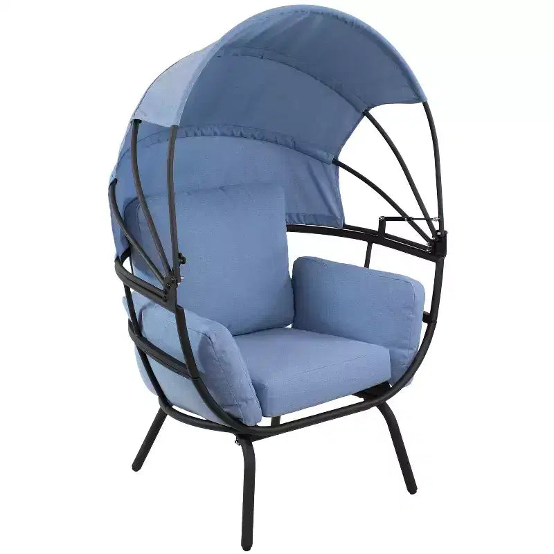 Sunnydaze Moderna Sedia a Sdraio da Giardino di Lusso con Parasole Retrattile - Telaio in Alluminio Verniciato a Polvere con Cuscini e Tettoia in Poliestere