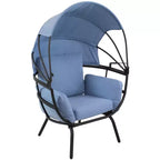 Sunnydaze Moderna Sedia a Sdraio da Giardino di Lusso con Parasole Retrattile - Telaio in Alluminio Verniciato a Polvere con Cuscini e Tettoia in Poliestere