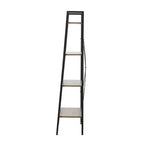 LuxenHome 4-Shelf 58.3 x 23.62 W Wood and Metal Ladder Bookcase. Brown