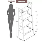 LuxenHome 4-Shelf 58.3 x 23.62 W Wood and Metal Ladder Bookcase. Brown