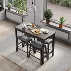 Costway 5PCS Bar Table Set Counter Height Table & Upholstered Saddle Stools Set for 4