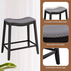 Costway 5PCS Bar Table Set Counter Height Table & Upholstered Saddle Stools Set for 4