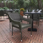 Flash Furniture Ethan Commercial Grade Stacking Patio Chair, All Weather PE Rattan Wicker Patio Dining Chair