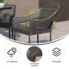 Flash Furniture Ethan Commercial Grade Stacking Patio Chair, All Weather PE Rattan Wicker Patio Dining Chair