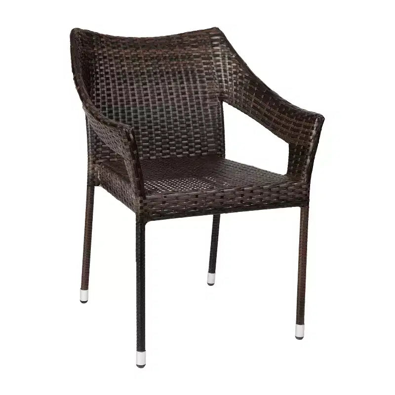 Sedia da terrazza impilabile Flash Furniture Ethan di qualità commerciale, in rattan PE per tutte le stagioni, sedia da pranzo da esterno