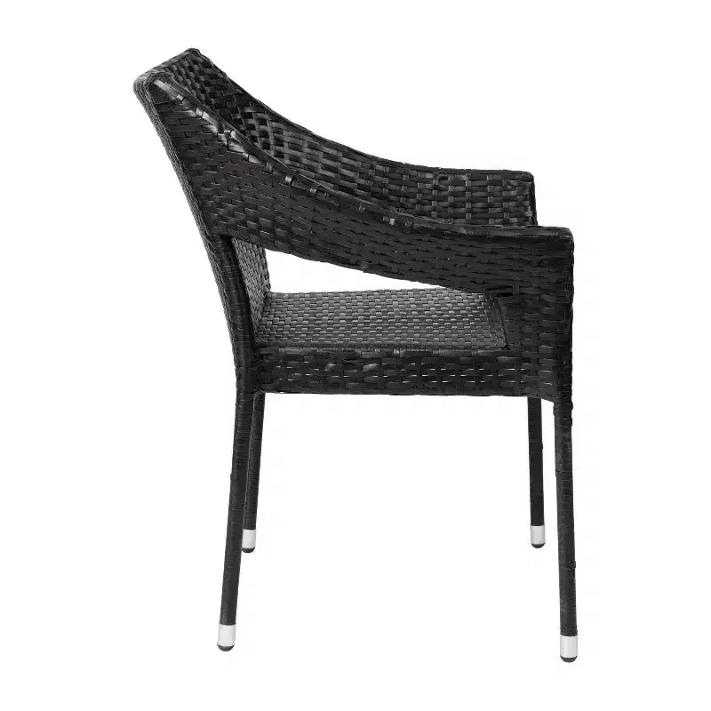 Flash Furniture Ethan Set of 4 Commercial Grade Stacking Patio Chairs, All Weather PE Rattan Wicker Patio Dining Chairs